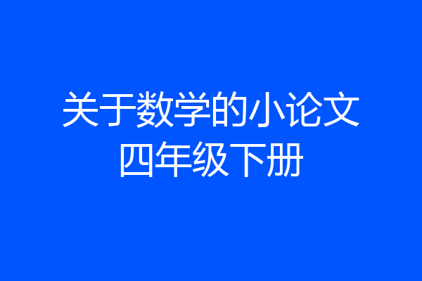 关于数学的小论文四年级下册
