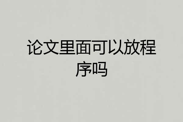 论文里面可以放程序吗