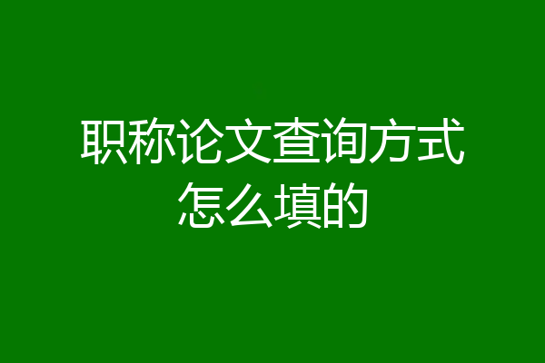 职称论文查询方式怎么填的