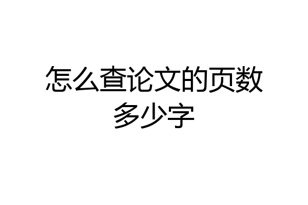 怎么查论文的页数多少字