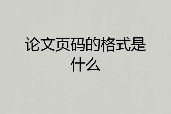 论文页码的格式是什么