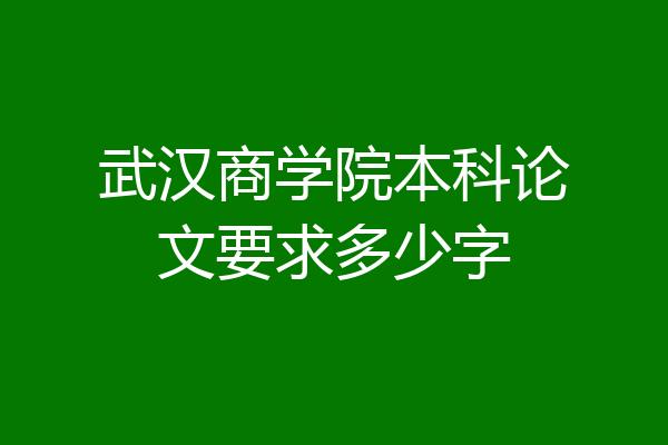 武汉商学院本科论文要求多少字