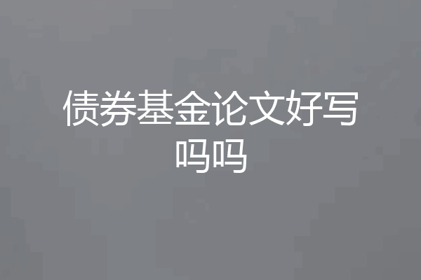 债券基金论文好写吗吗