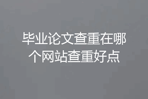 毕业论文查重在哪个网站查重好点