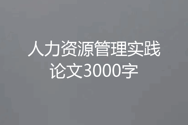 人力资源管理实践论文3000字