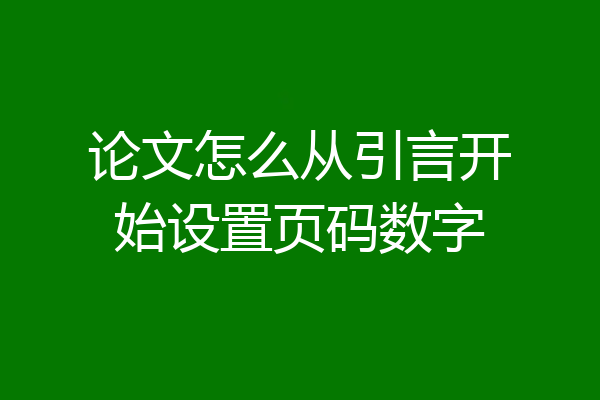 论文怎么从引言开始设置页码数字