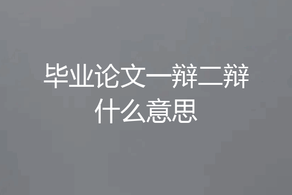 毕业论文一辩二辩什么意思