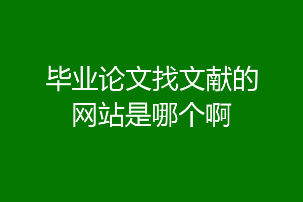 毕业论文找文献的网站是哪个啊