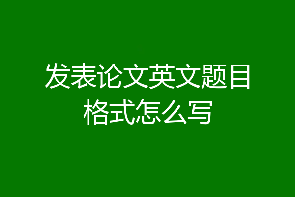 发表论文英文题目格式怎么写
