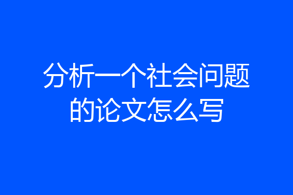 分析一个社会问题的论文怎么写