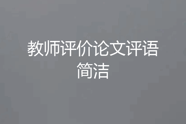 教师评价论文评语简洁