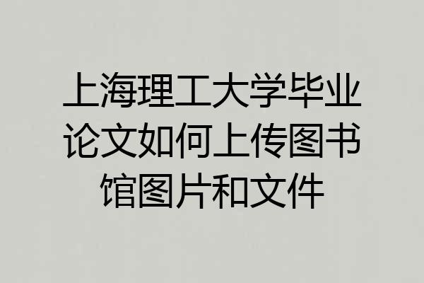 上海理工大学毕业论文如何上传图书馆图片和文件