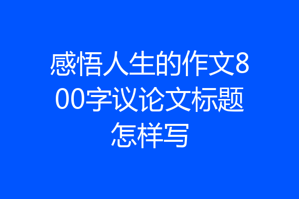 感悟人生的作文800字议论文标题怎样写