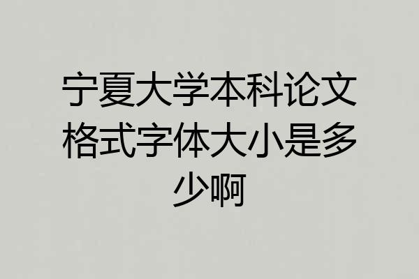 宁夏大学本科论文格式字体大小是多少啊