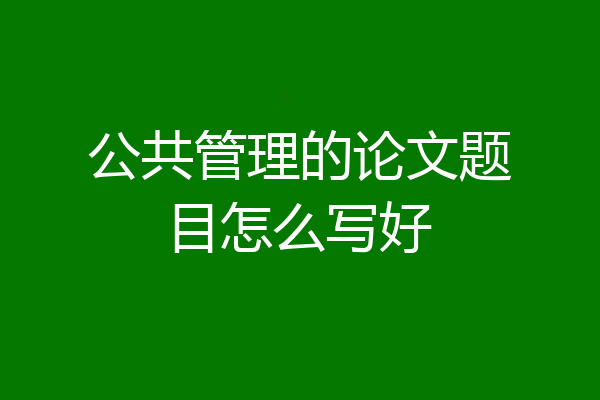 公共管理的论文题目怎么写好