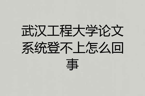 武汉工程大学论文系统登不上怎么回事