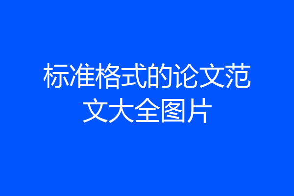 标准格式的论文范文大全图片