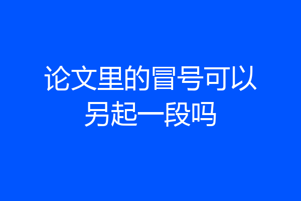 论文里的冒号可以另起一段吗