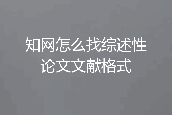 知网怎么找综述性论文文献格式
