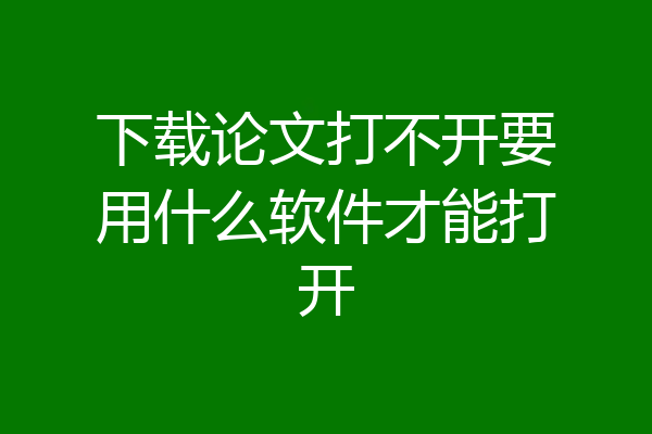 下载论文打不开要用什么软件才能打开