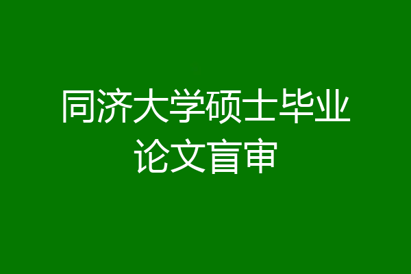 同济大学硕士毕业论文盲审