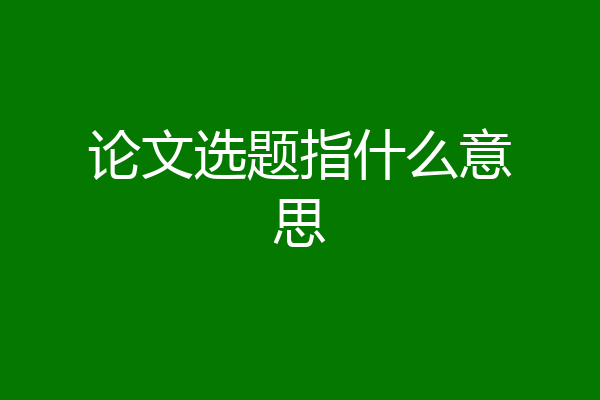 论文选题指什么意思