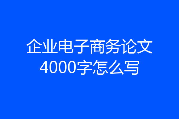 企业电子商务论文4000字怎么写