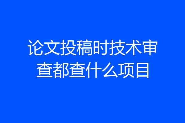论文投稿时技术审查都查什么项目
