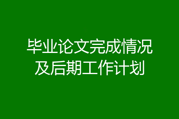 毕业论文完成情况及后期工作计划