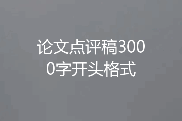 论文点评稿3000字开头格式