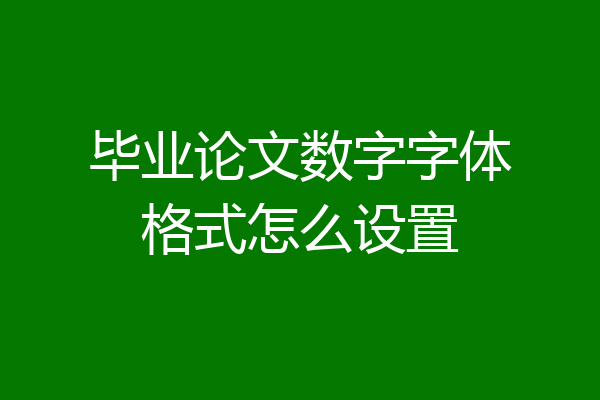 毕业论文数字字体格式怎么设置