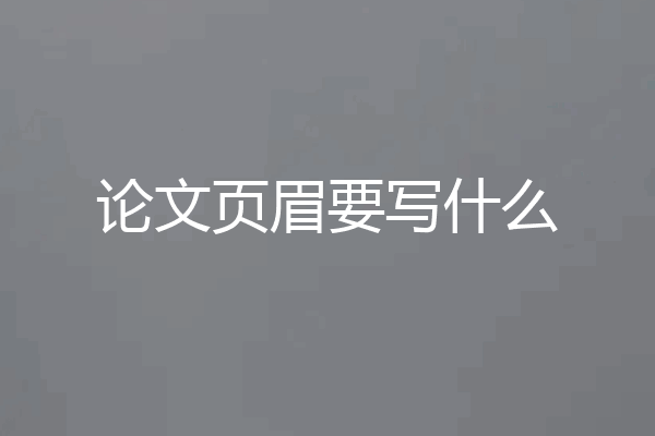 论文页眉要写什么