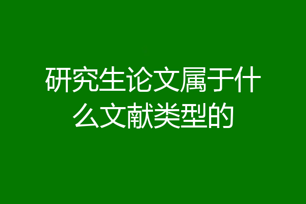 研究生论文属于什么文献类型的