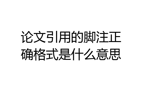 论文引用的脚注正确格式是什么意思