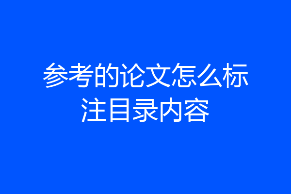 参考的论文怎么标注目录内容