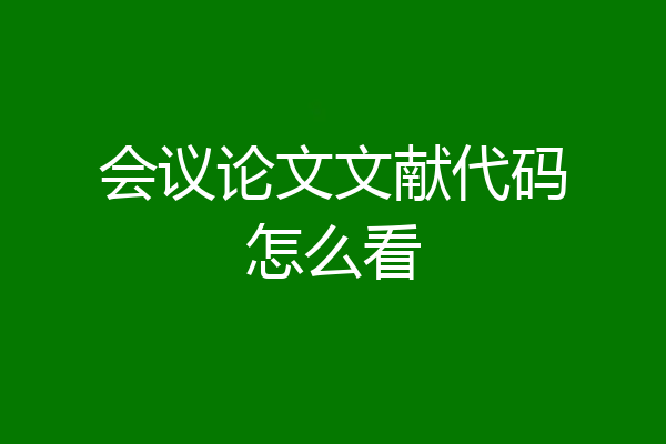 会议论文文献代码怎么看