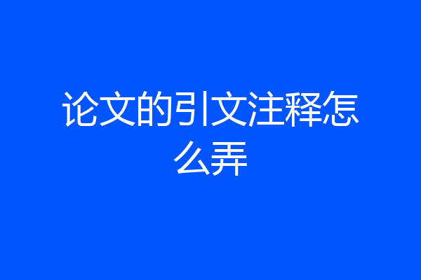 论文的引文注释怎么弄