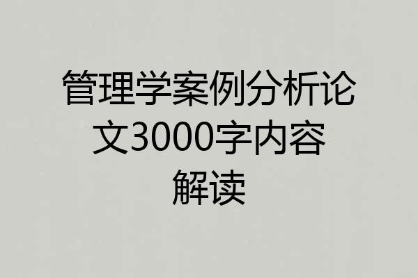 管理学案例分析论文3000字内容解读