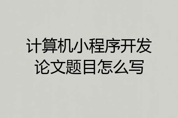 计算机小程序开发论文题目怎么写