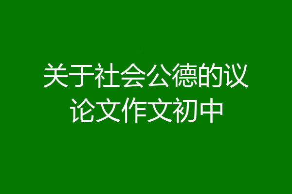 关于社会公德的议论文作文初中
