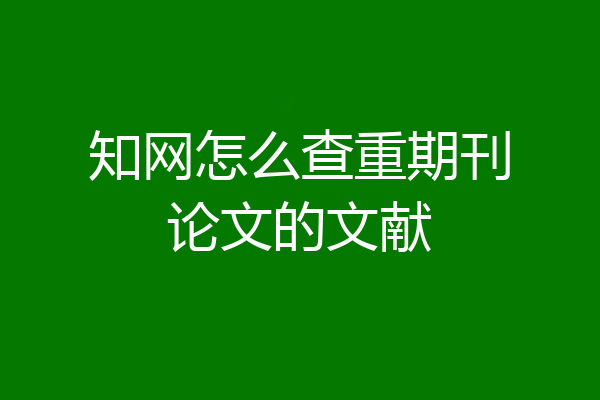 知网怎么查重期刊论文的文献