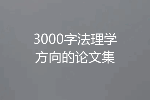 3000字法理学方向的论文集