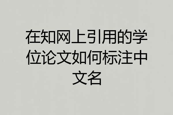 在知网上引用的学位论文如何标注中文名