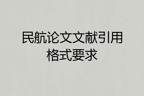 民航论文文献引用格式要求