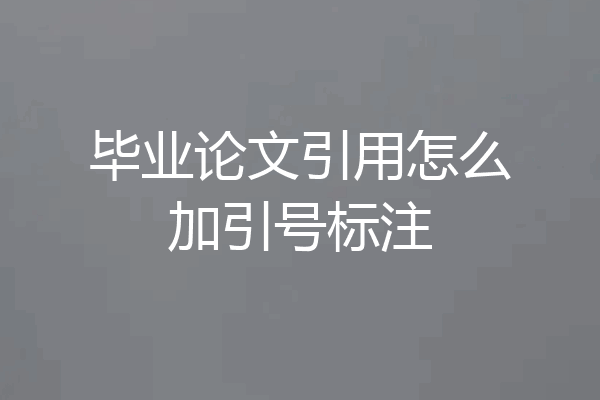 毕业论文引用怎么加引号标注