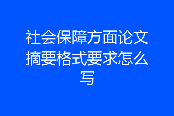 社会保障方面论文摘要格式要求怎么写