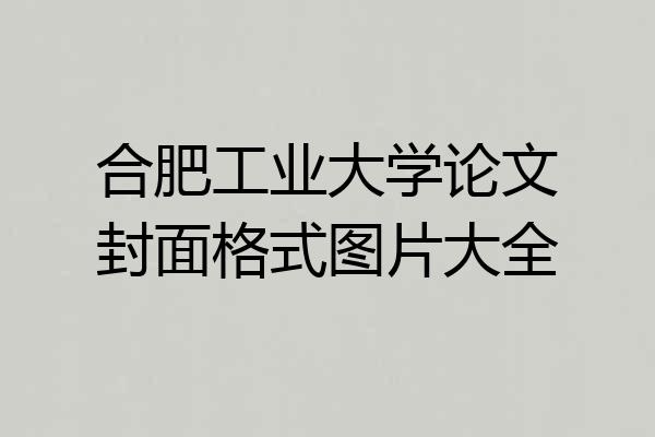 合肥工业大学论文封面格式图片大全