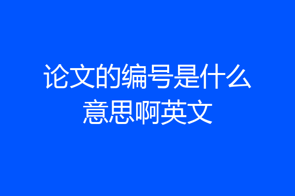 论文的编号是什么意思啊英文