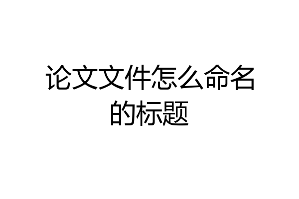 论文文件怎么命名的标题
