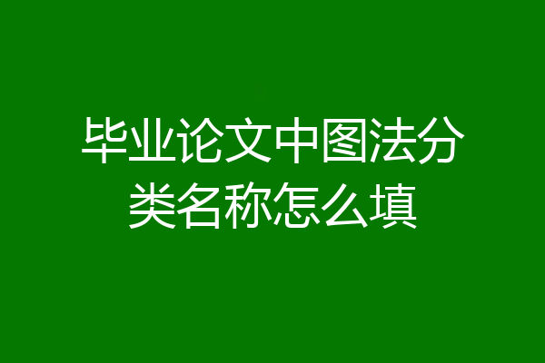 毕业论文中图法分类名称怎么填